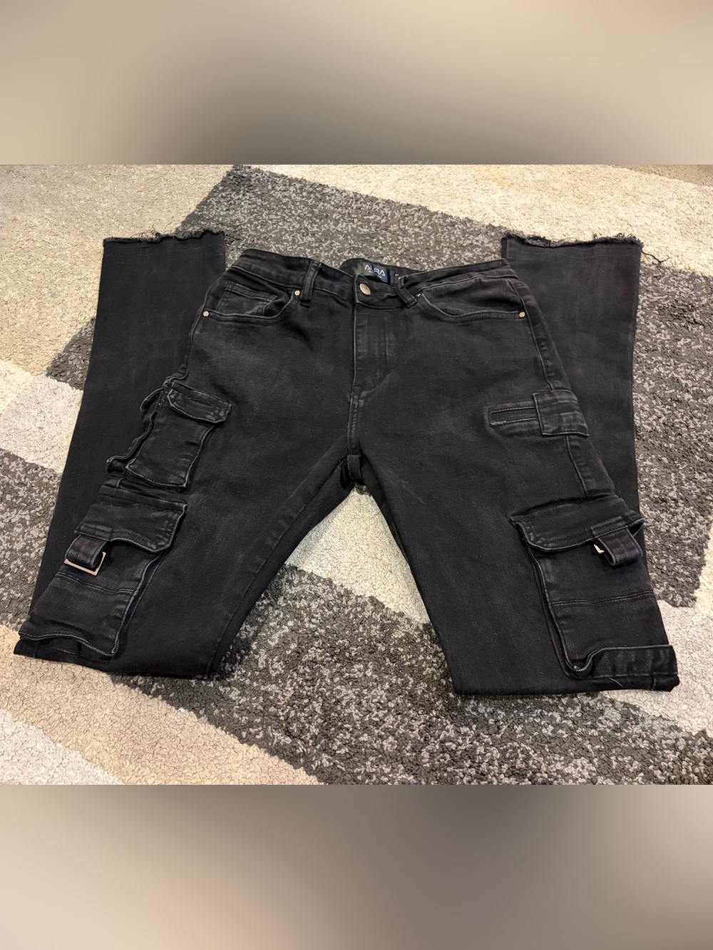 Aura Black 8 Pocket Cargo Denim - Size 32